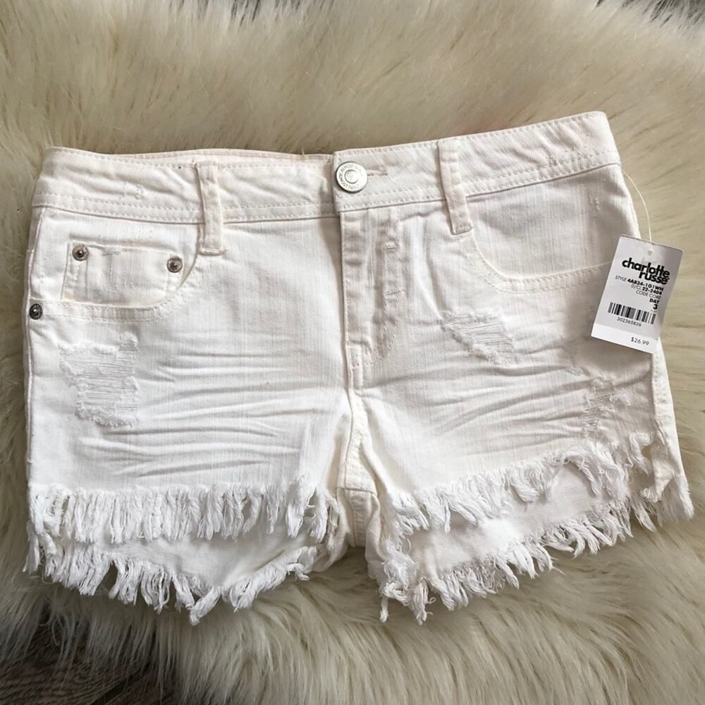 Almost Famous White Jean Cutoff Shorts Size 3